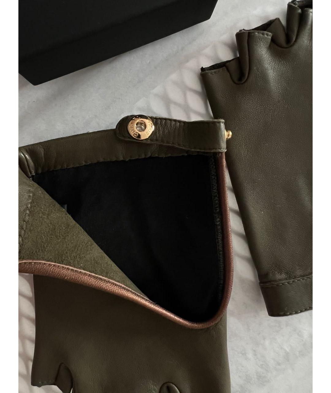 CHANEL Зеленые кожаные митенки, фото 7