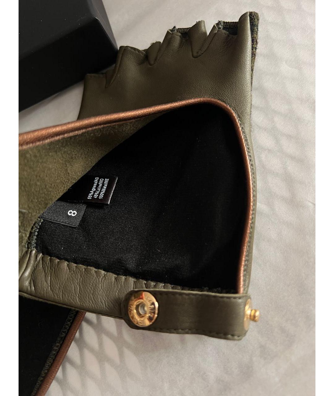 CHANEL Зеленые кожаные митенки, фото 6