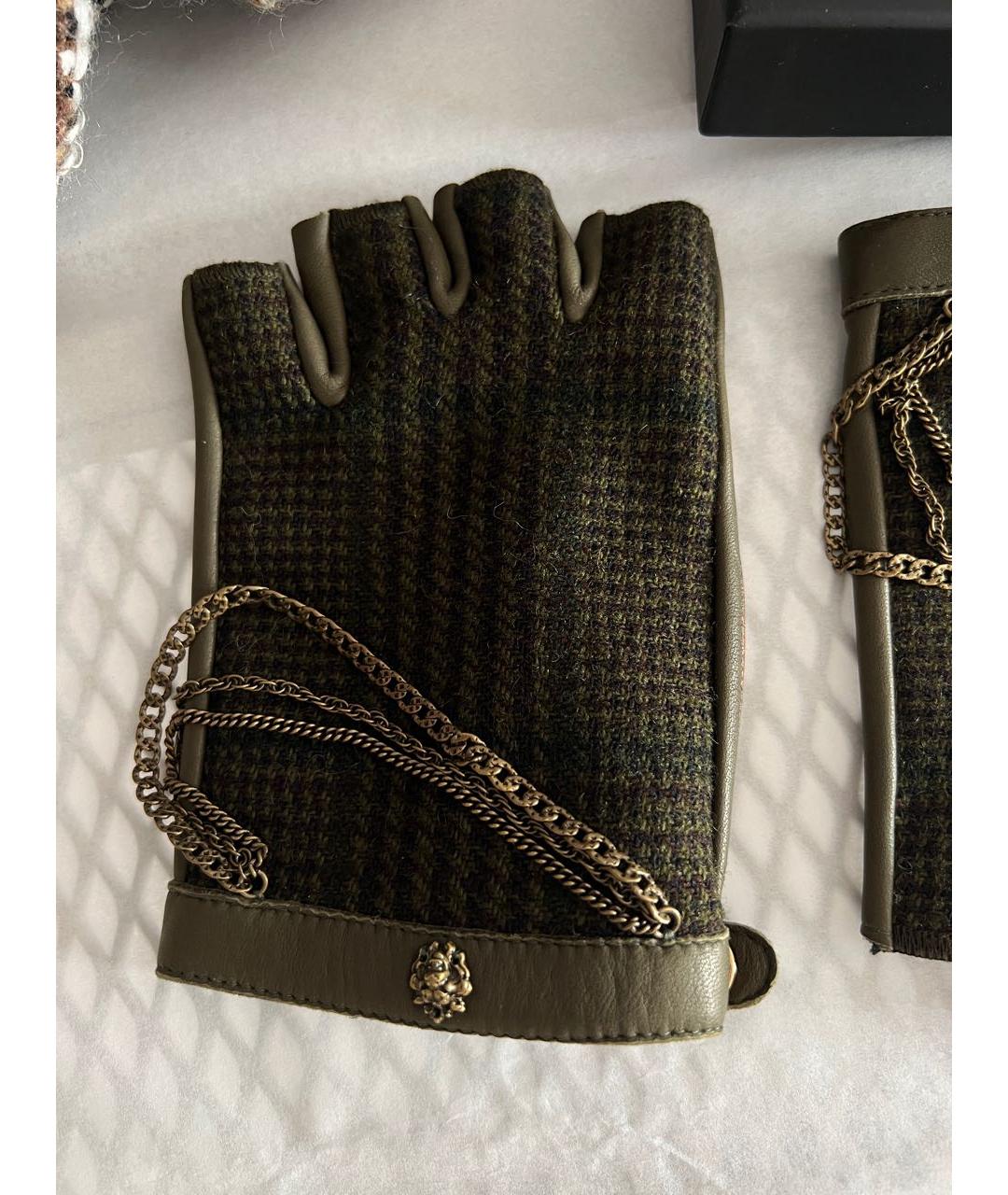 CHANEL Зеленые кожаные митенки, фото 3