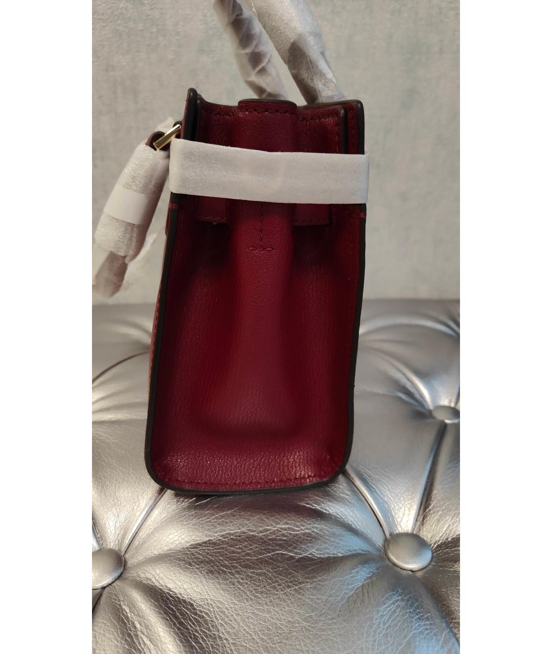 MICHAEL KORS Бордовая кожаная сумка с короткими ручками, фото 6