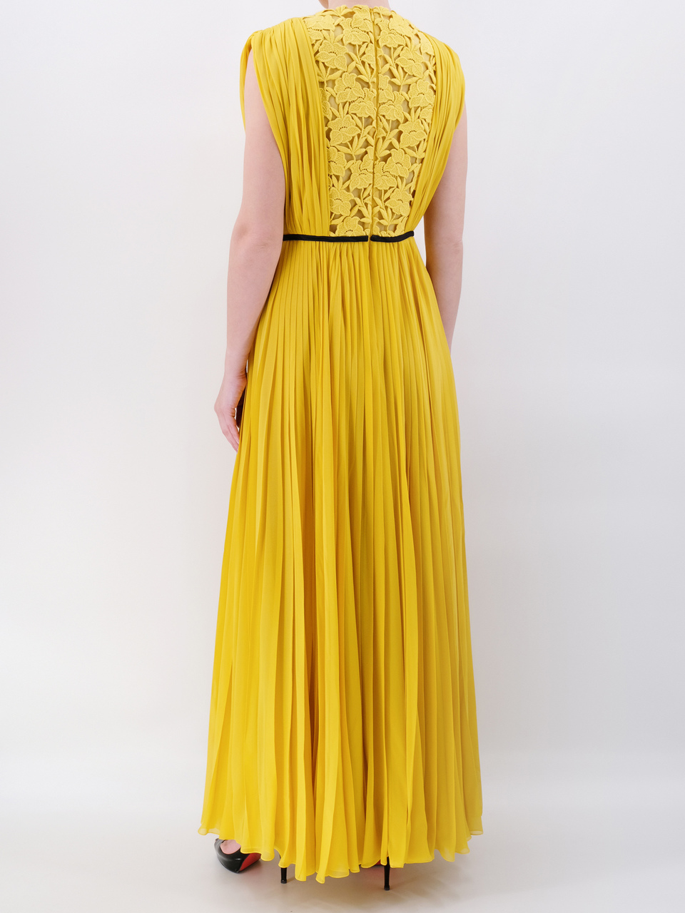 GIAMBATTISTA VALLI Желтое шелковое повседневное платье, фото 3