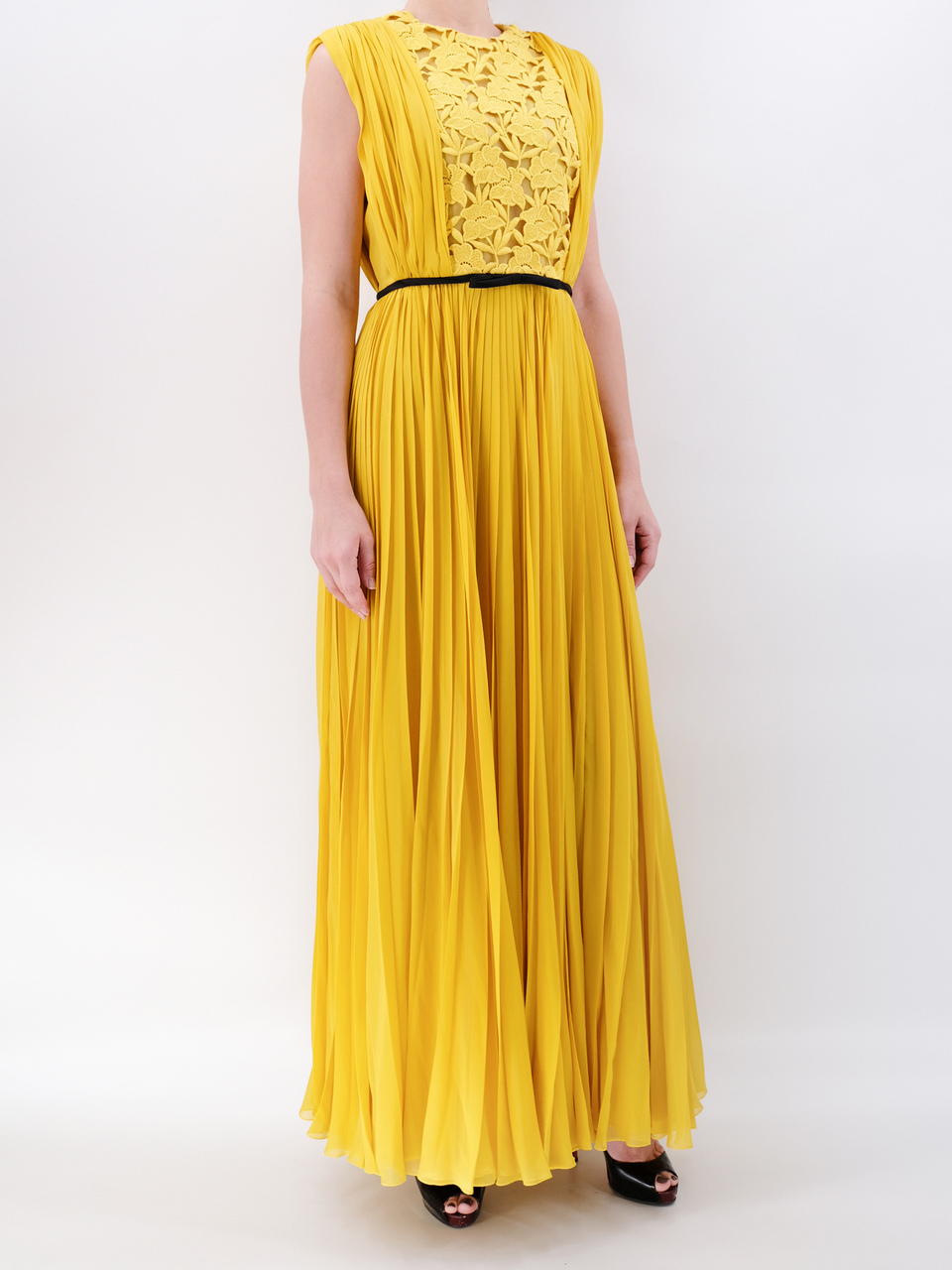 GIAMBATTISTA VALLI Желтое шелковое повседневное платье, фото 2