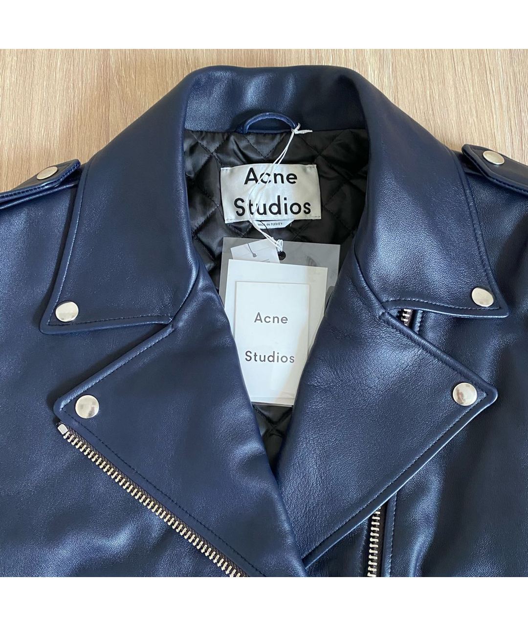 ACNE STUDIOS Темно-синяя кожаная куртка, фото 6