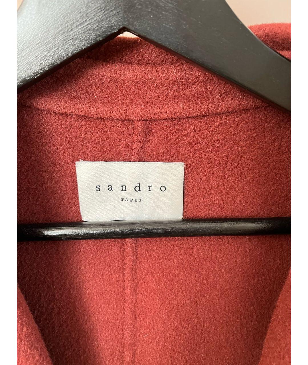 SANDRO Бордовое шерстяное пальто, фото 3