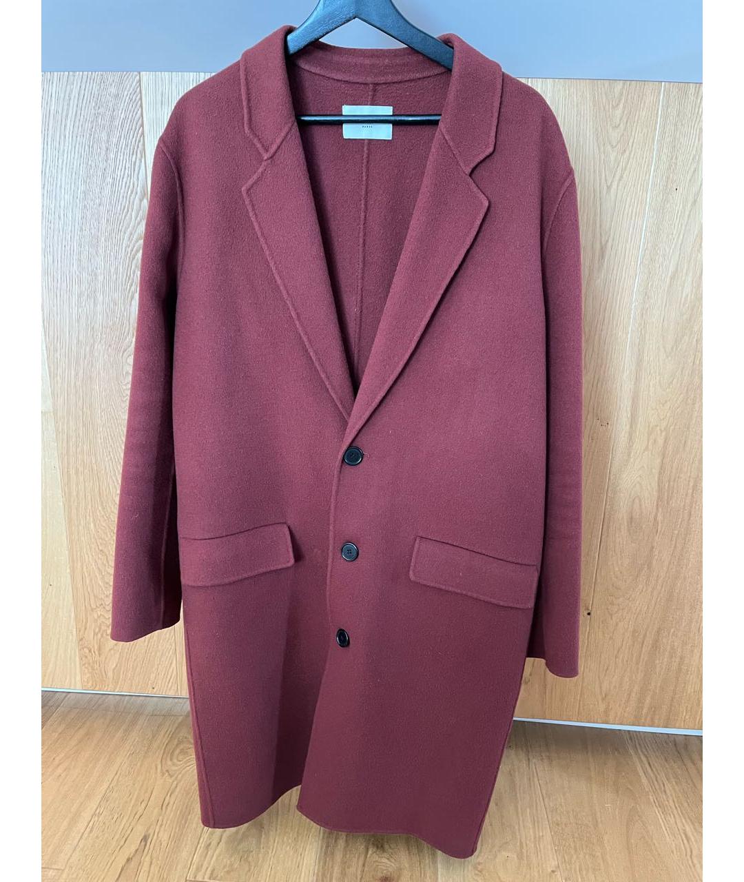 SANDRO Бордовое шерстяное пальто, фото 5