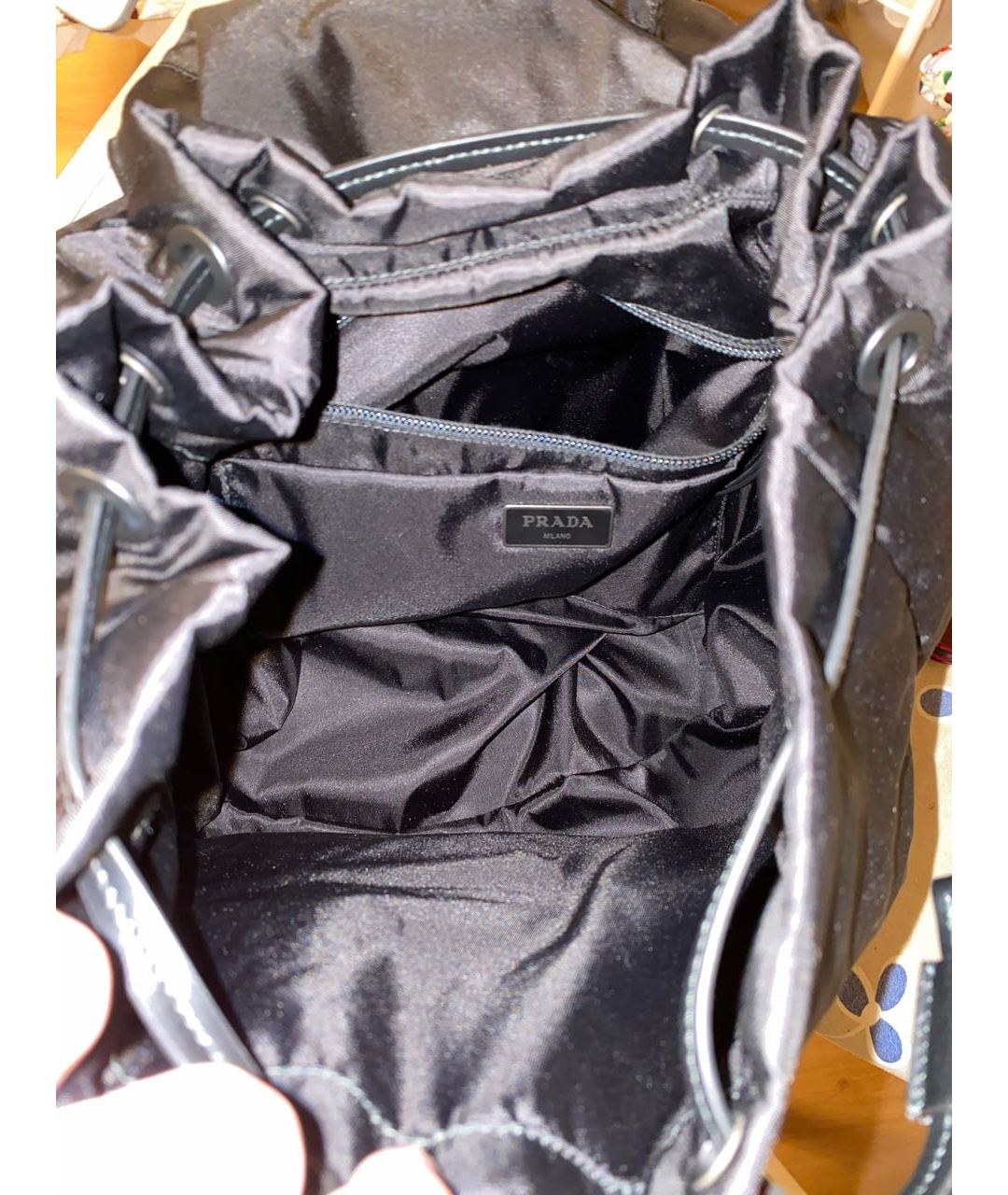 PRADA Темно-синий синтетический рюкзак, фото 4