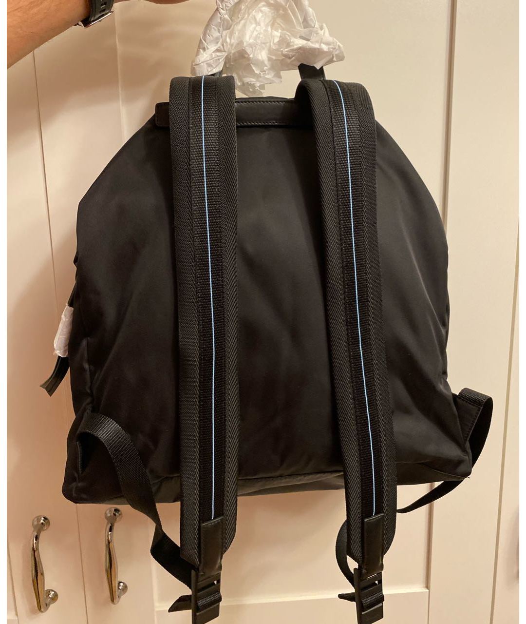 PRADA Темно-синий синтетический рюкзак, фото 3