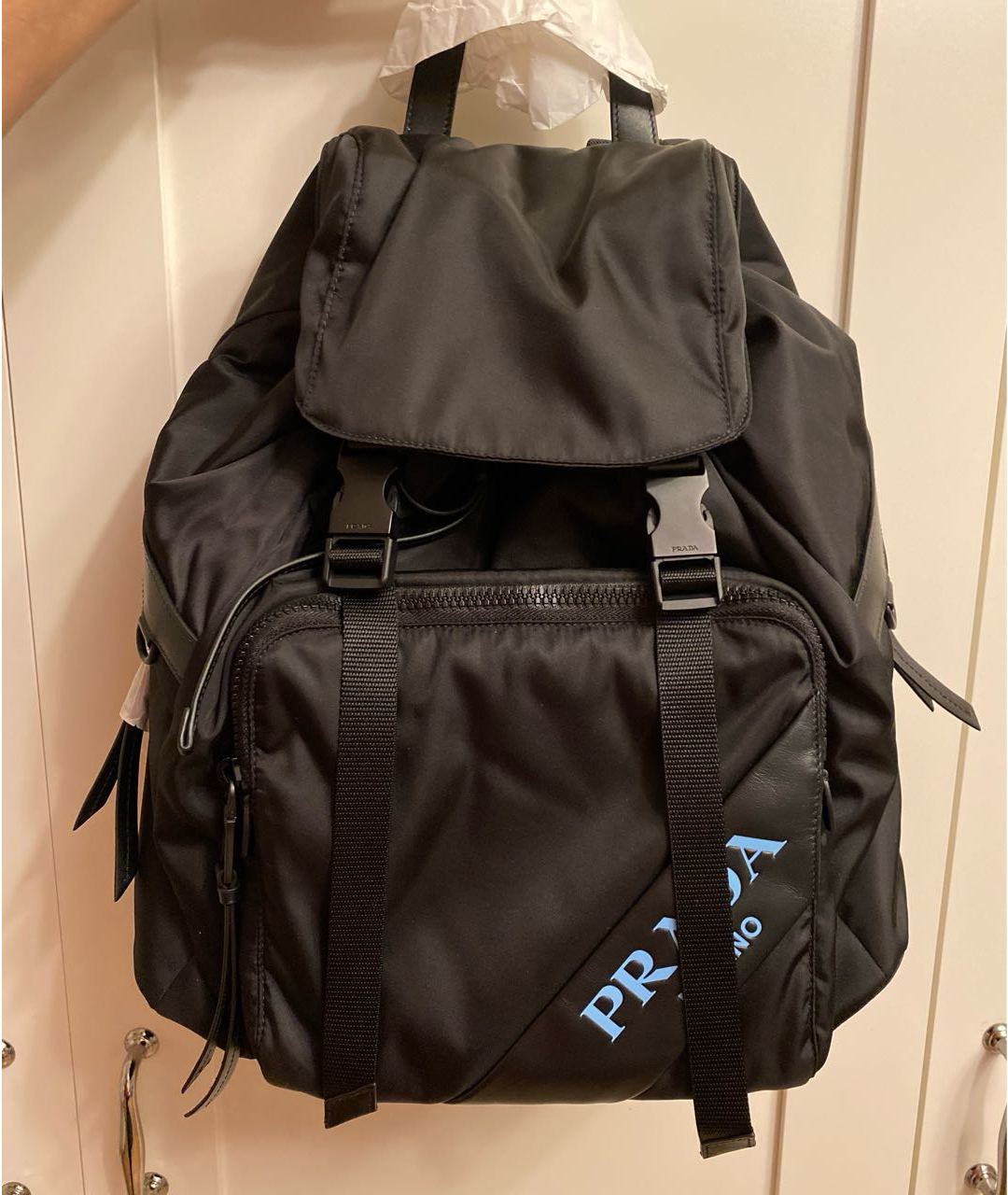 PRADA Темно-синий синтетический рюкзак, фото 5