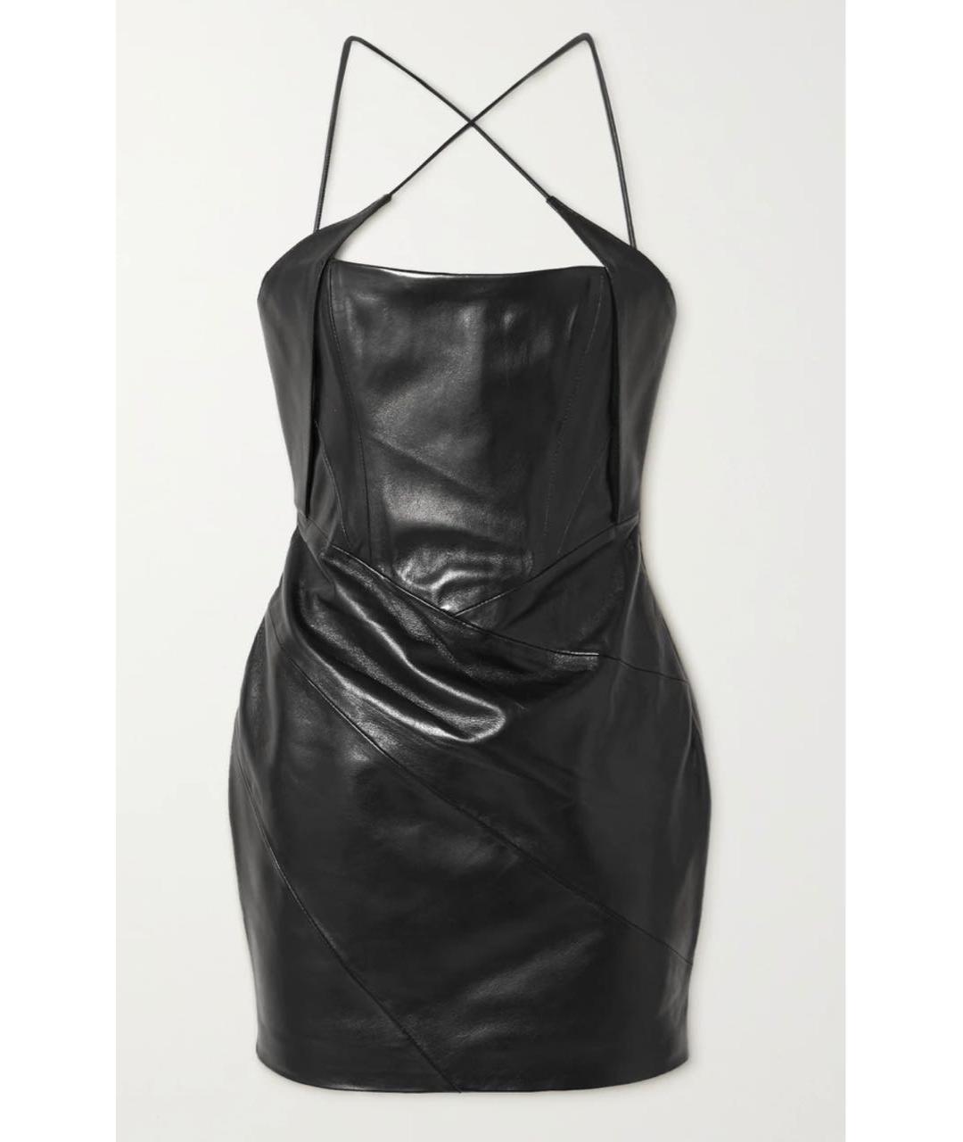16ARLINGTON Черное кожаное коктейльное платье, фото 4