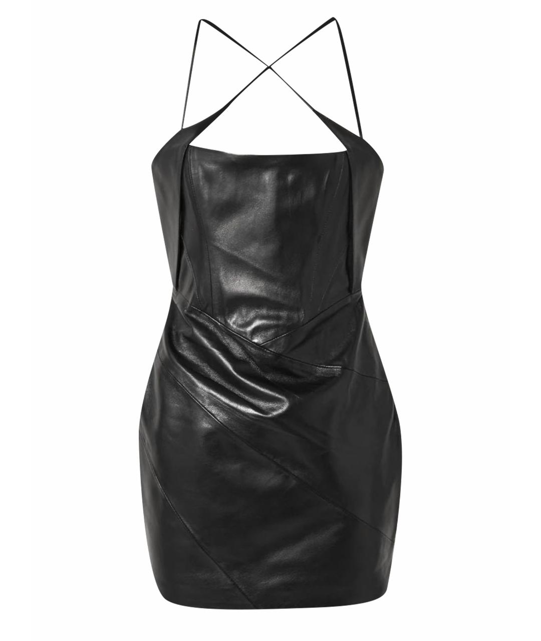 16ARLINGTON Черное кожаное коктейльное платье, фото 1