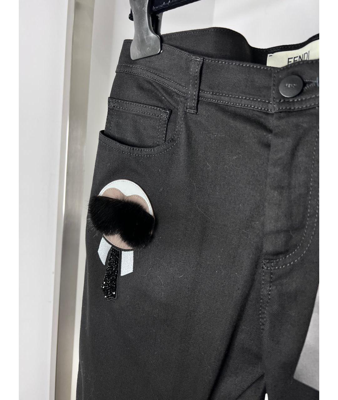 FENDI Черные хлопко-эластановые прямые джинсы, фото 3