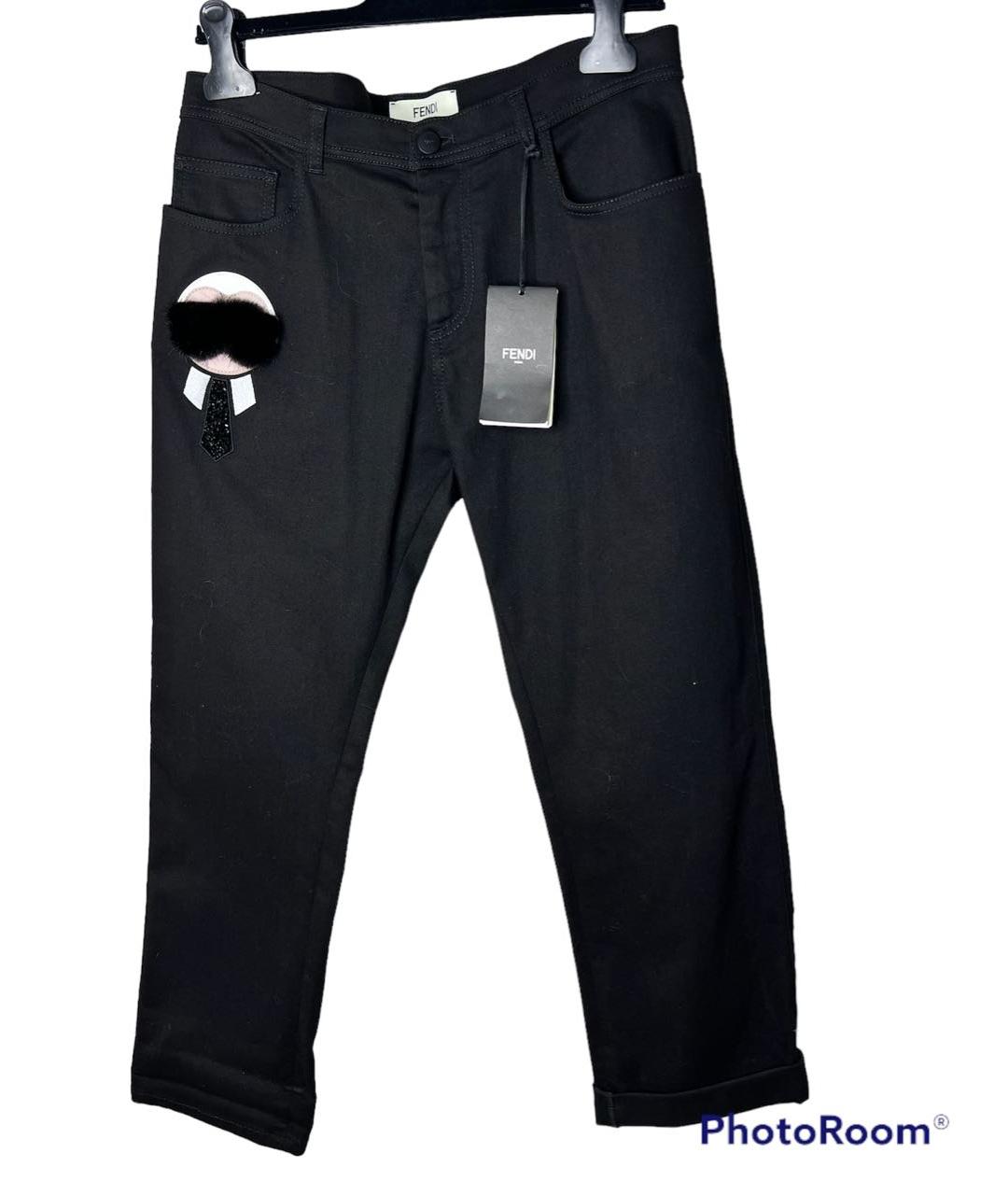 FENDI Черные хлопко-эластановые прямые джинсы, фото 6