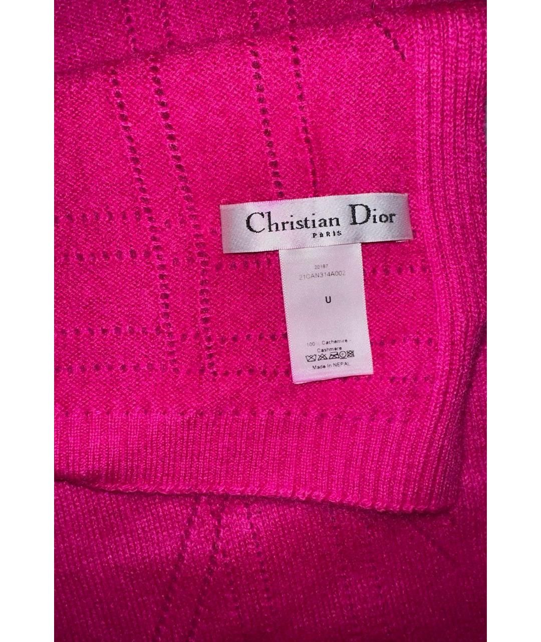CHRISTIAN DIOR PRE-OWNED Фуксия кашемировый шарф, фото 4
