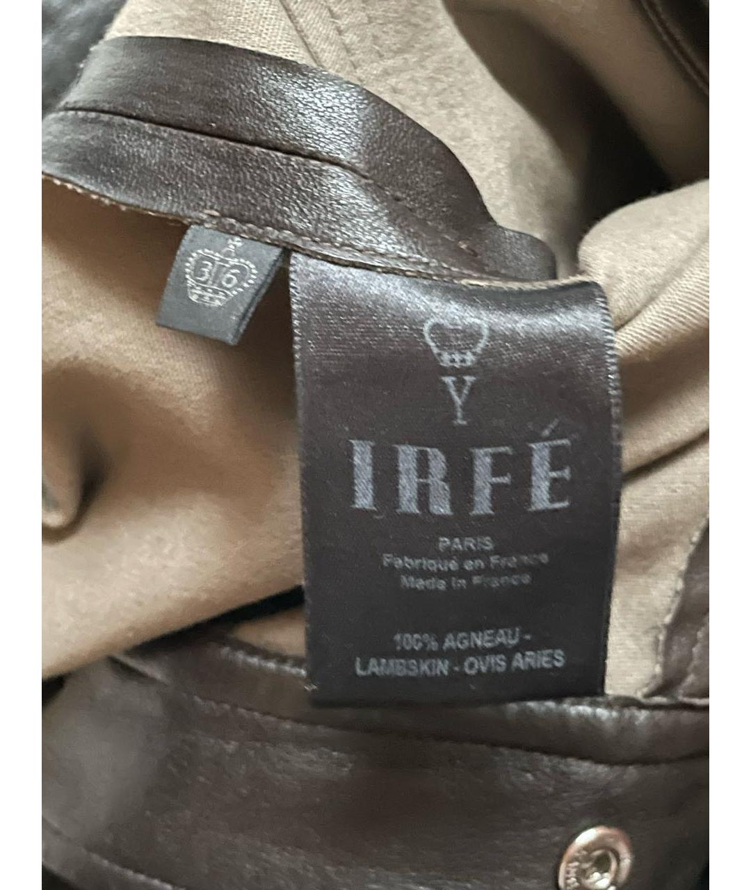 IRFE Коричневые кожаные брюки узкие, фото 5