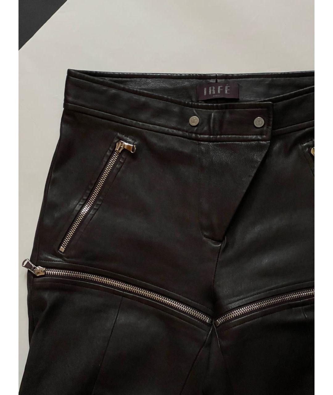 IRFE Коричневые кожаные брюки узкие, фото 3