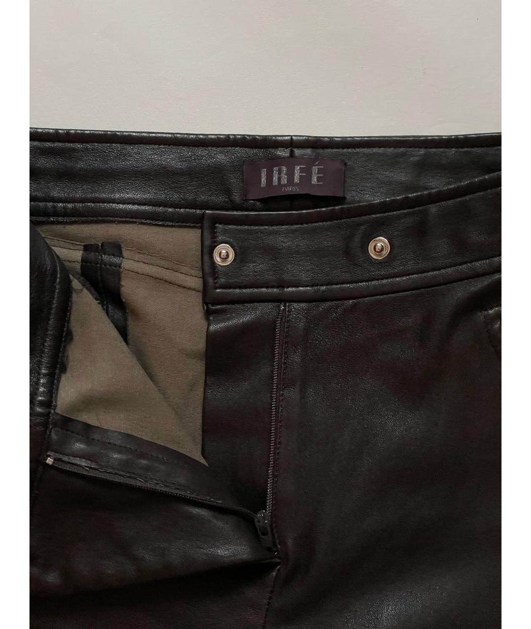 IRFE Коричневые кожаные брюки узкие, фото 4
