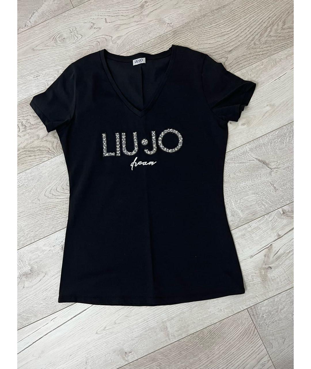 LIU JO Черная хлопковая футболка, фото 3