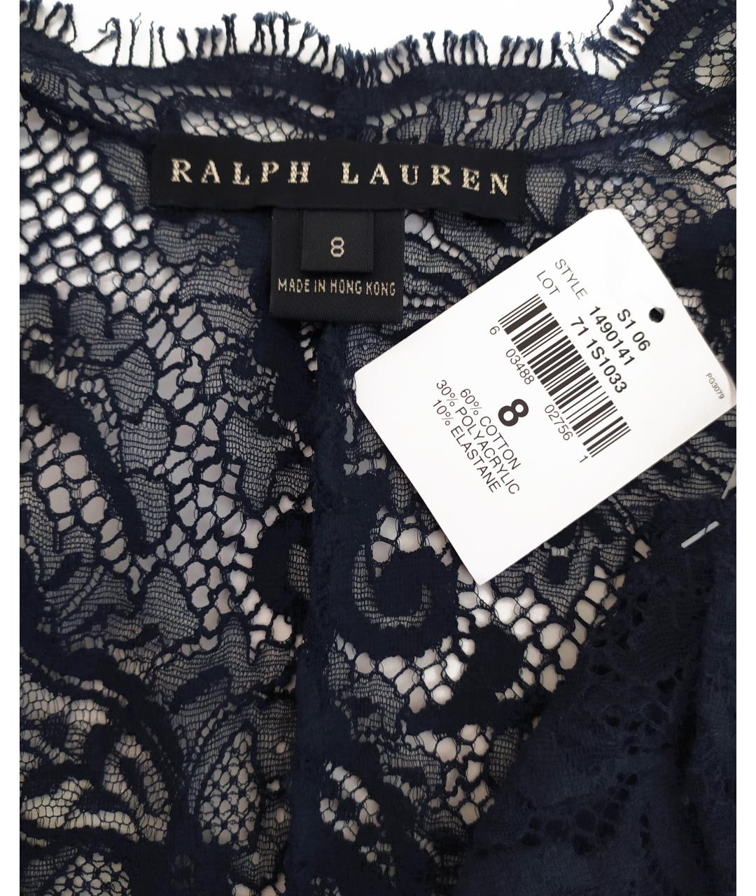 RALPH LAUREN Темно-синяя кружевная блузы, фото 3
