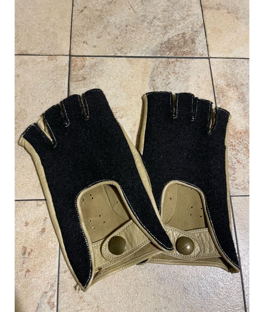 CHANEL PRE-OWNED Бежевые кожаные перчатки, фото 6