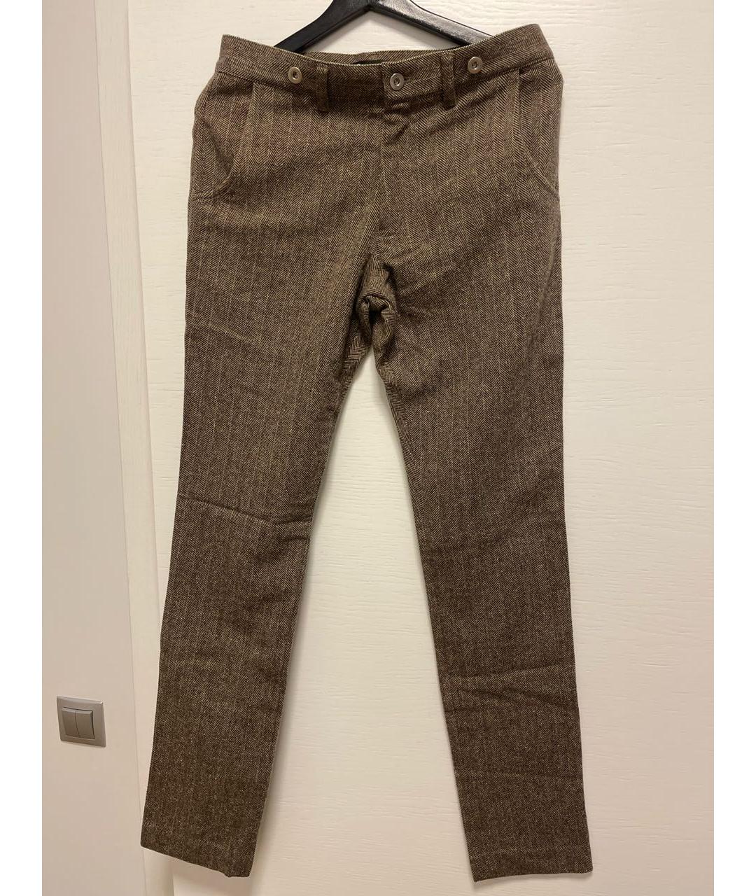 Y3 SPORT Коричневые шерстяные прямые брюки, фото 5