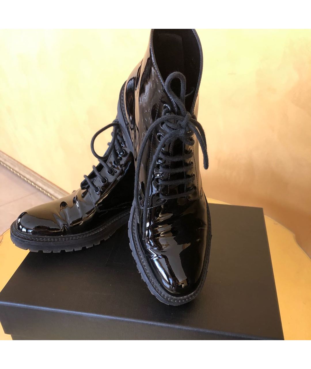 SAINT LAURENT Черные ботинки из лакированной кожи, фото 6