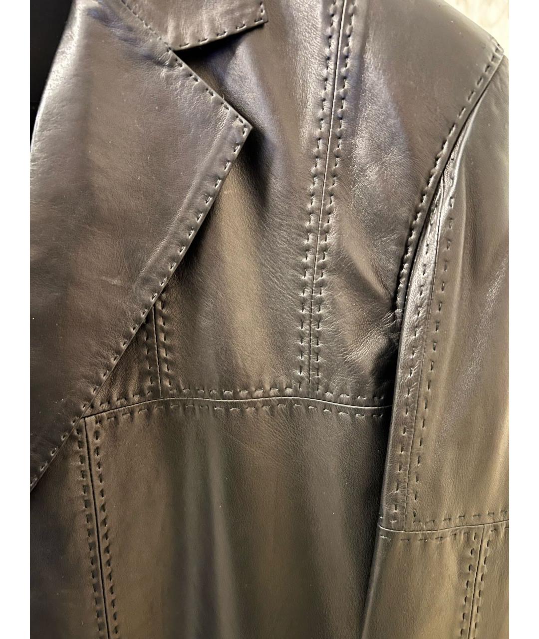 ZILLI Черный кожаный пиджак, фото 4