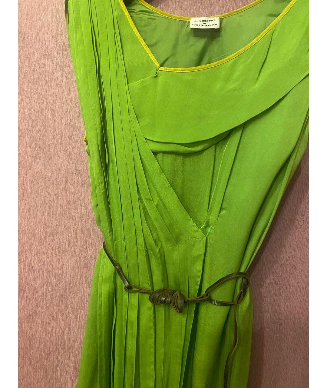 ALBERTA FERRETTI Зеленые шелковое коктейльное платье, фото 3