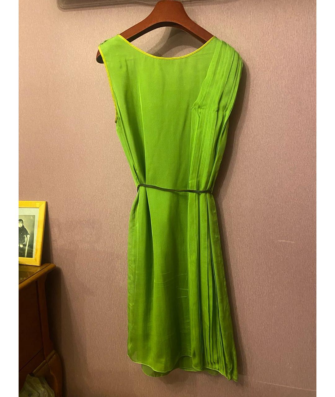 ALBERTA FERRETTI Зеленые шелковое коктейльное платье, фото 2