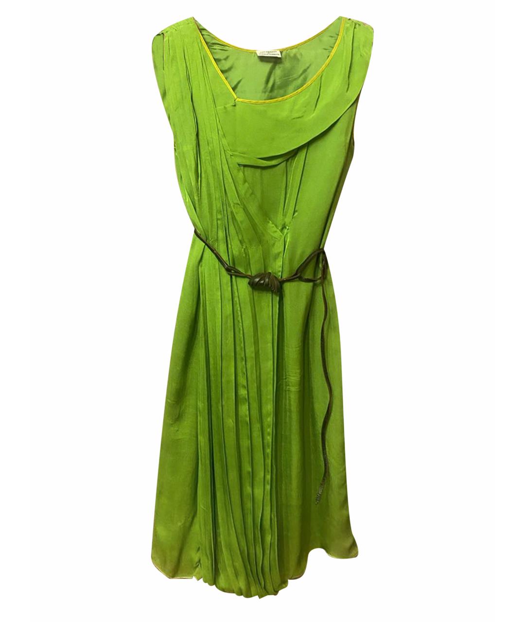 ALBERTA FERRETTI Зеленые шелковое коктейльное платье, фото 1