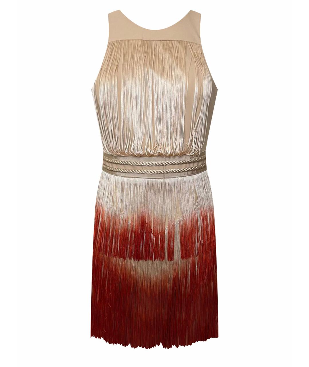 ELISABETTA FRANCHI Бежевое полиамидовое коктейльное платье, фото 1