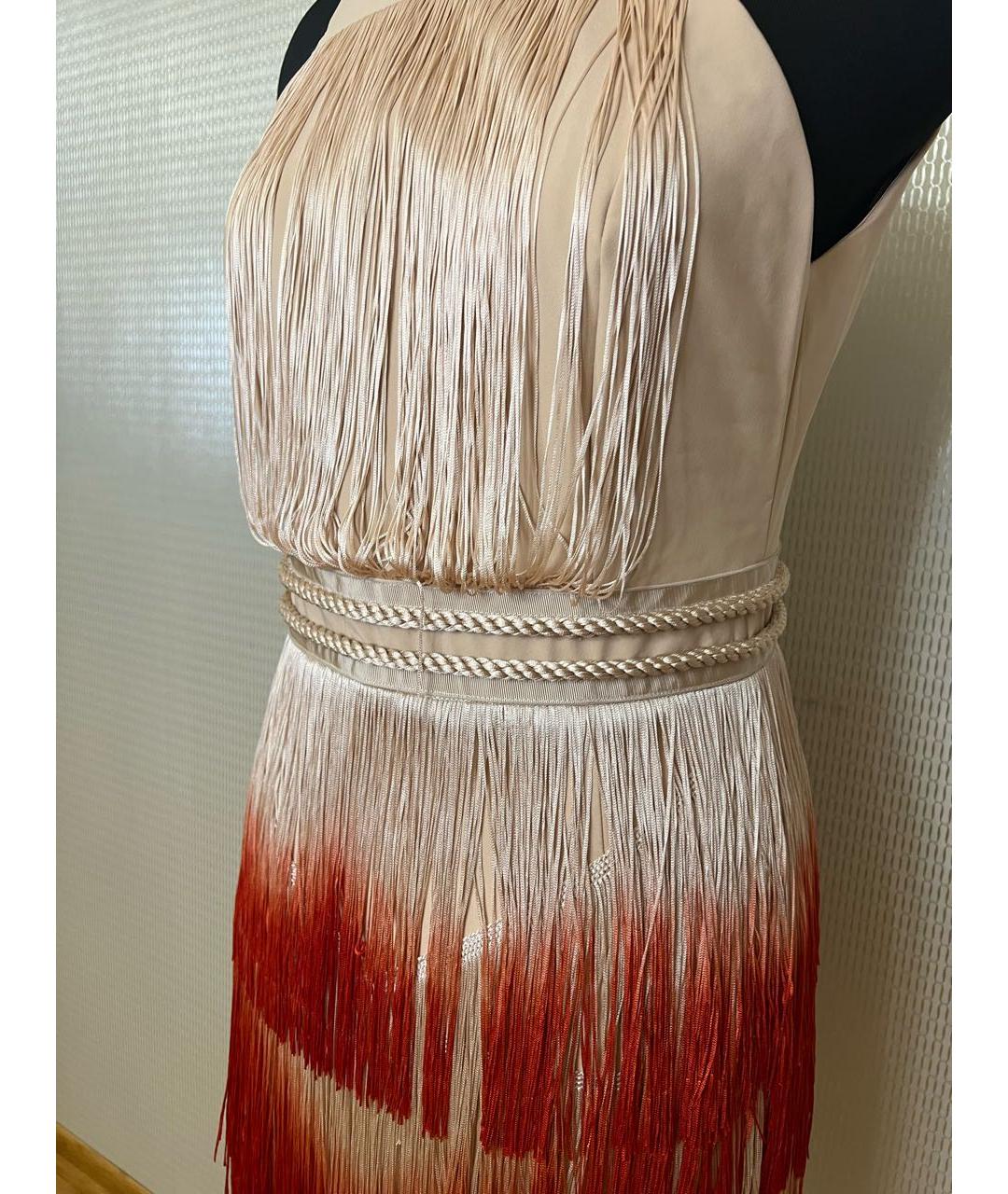ELISABETTA FRANCHI Бежевое полиамидовое коктейльное платье, фото 2