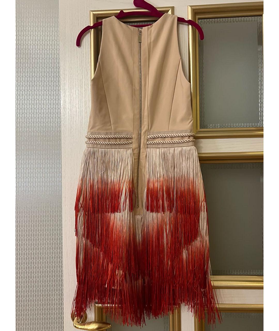ELISABETTA FRANCHI Бежевое полиамидовое коктейльное платье, фото 3