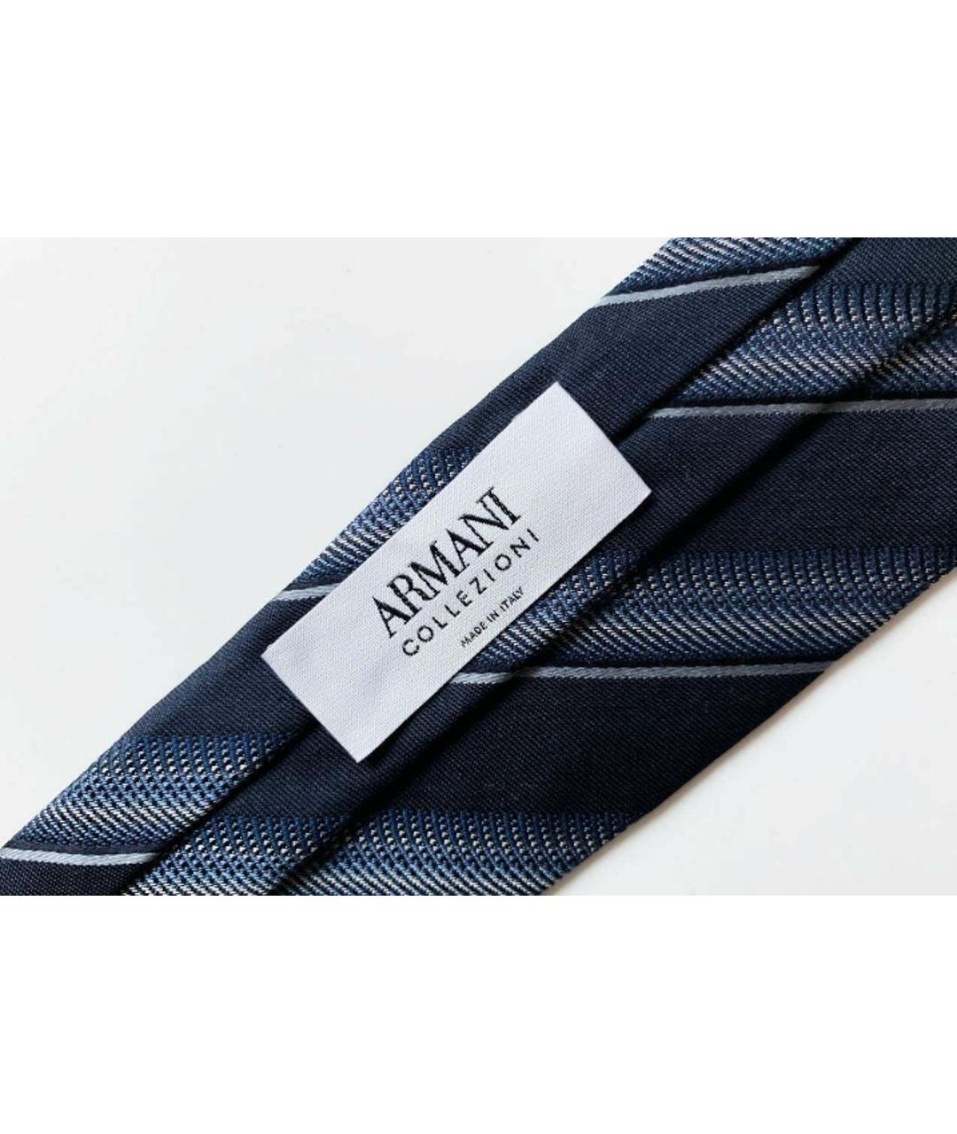ARMANI COLLEZIONI Темно-синий шелковый галстук, фото 6
