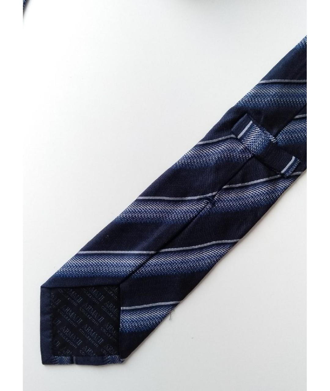 ARMANI COLLEZIONI Темно-синий шелковый галстук, фото 3