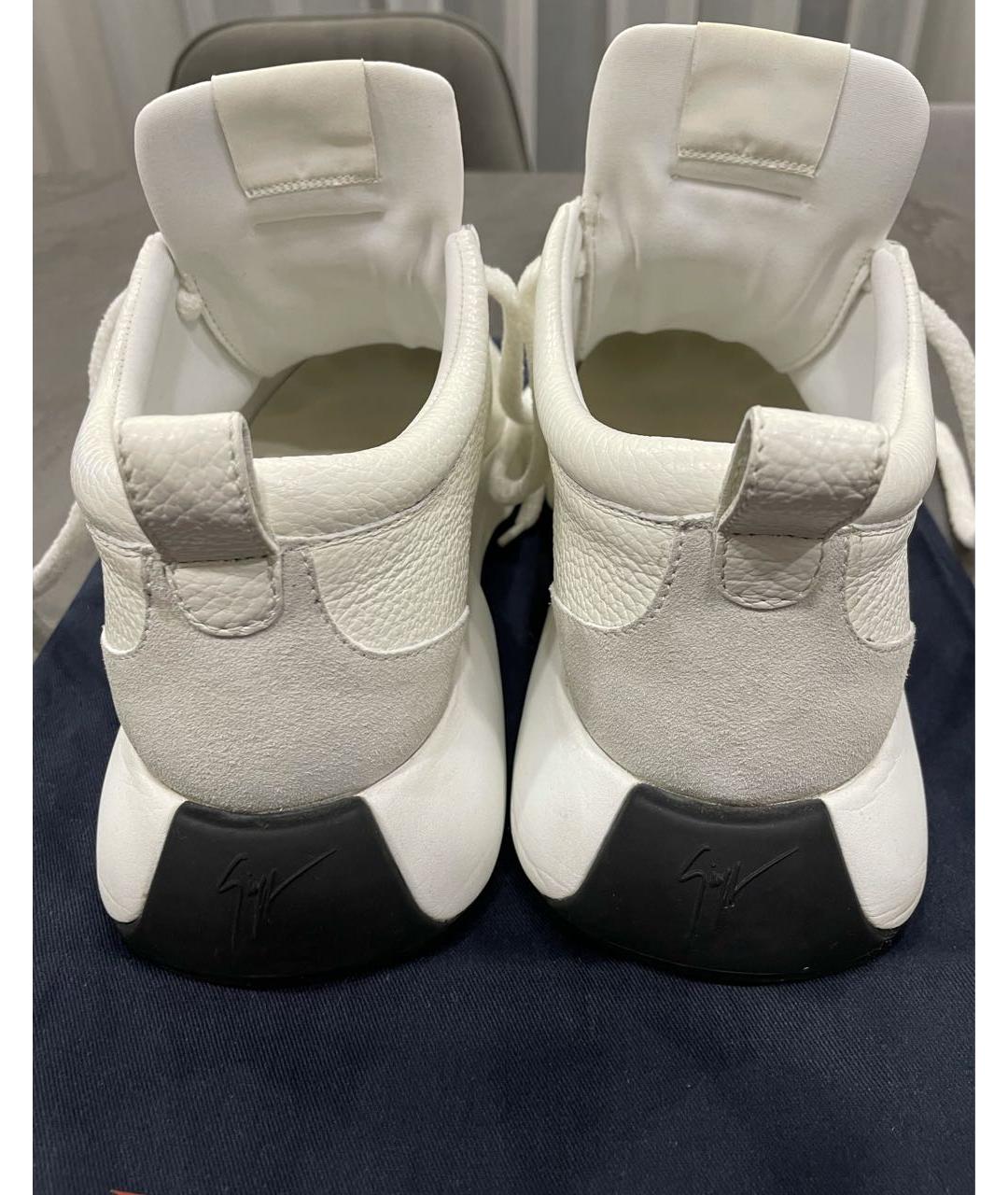 GIUSEPPE ZANOTTI DESIGN Белые кожаные низкие кроссовки / кеды, фото 4