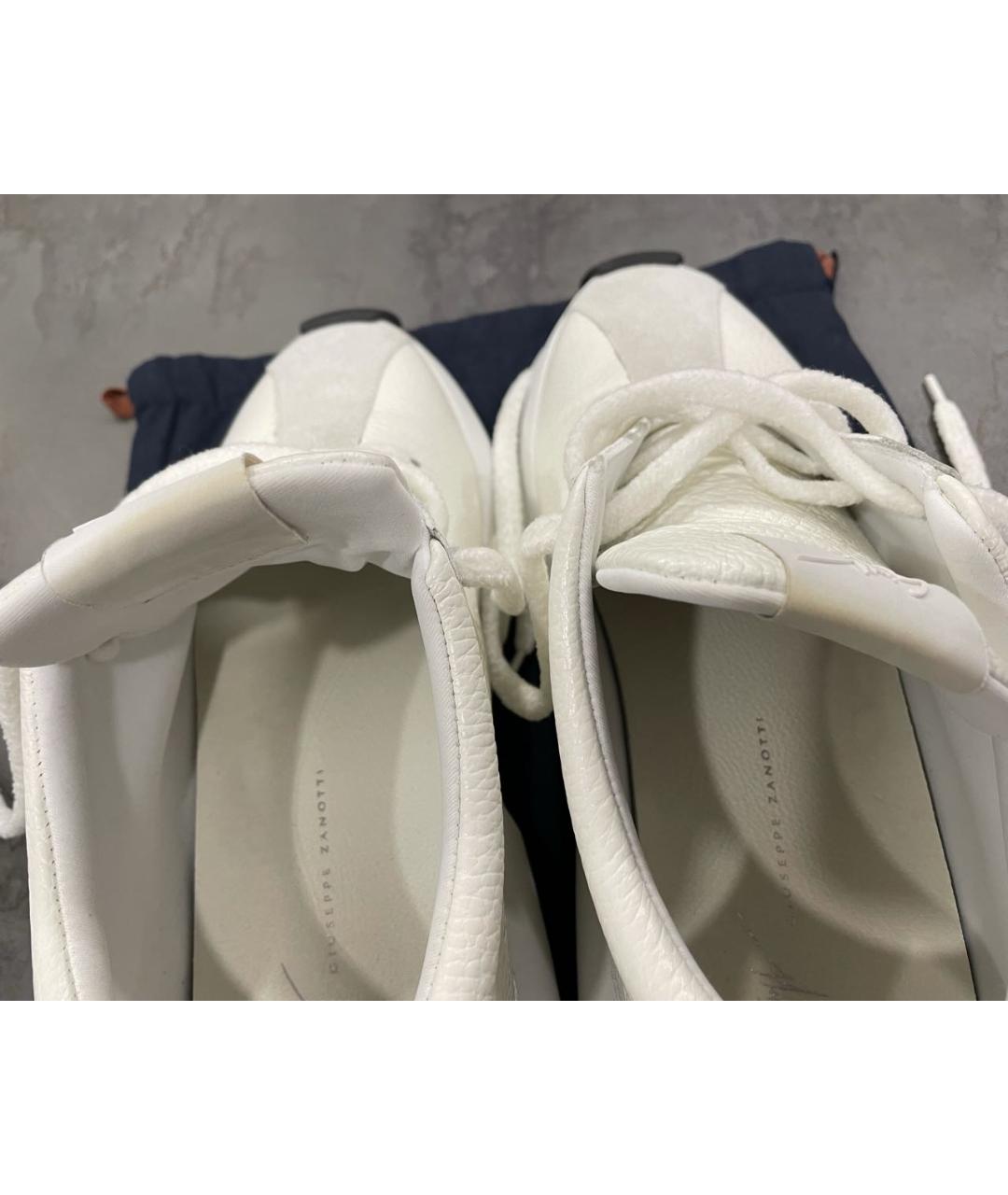 GIUSEPPE ZANOTTI DESIGN Белые кожаные низкие кроссовки / кеды, фото 5