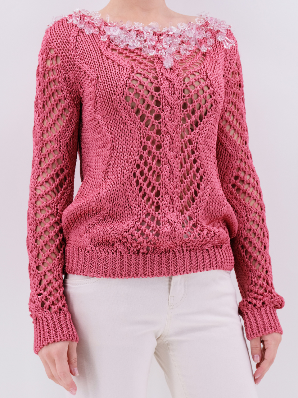 ERMANNO SCERVINO Розовый вискозный джемпер / свитер, фото 2