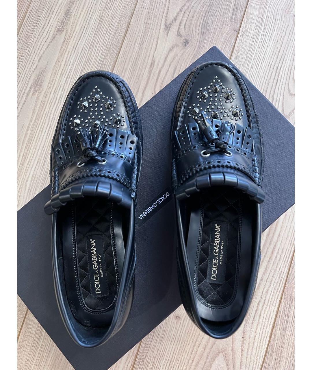 DOLCE&GABBANA Черные кожаные мокасины, фото 3