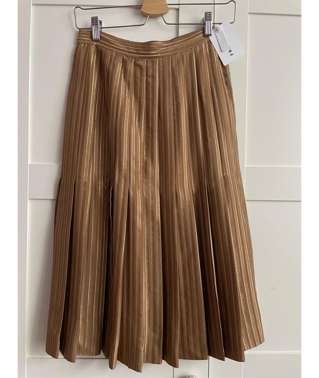 VALENTINO Бежевая шелковая юбка миди, фото 5