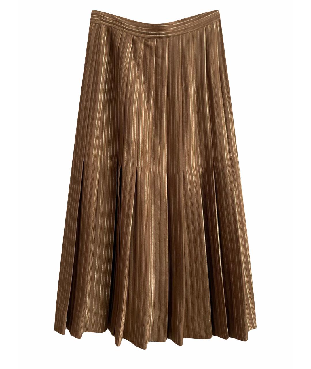 VALENTINO Бежевая шелковая юбка миди, фото 1