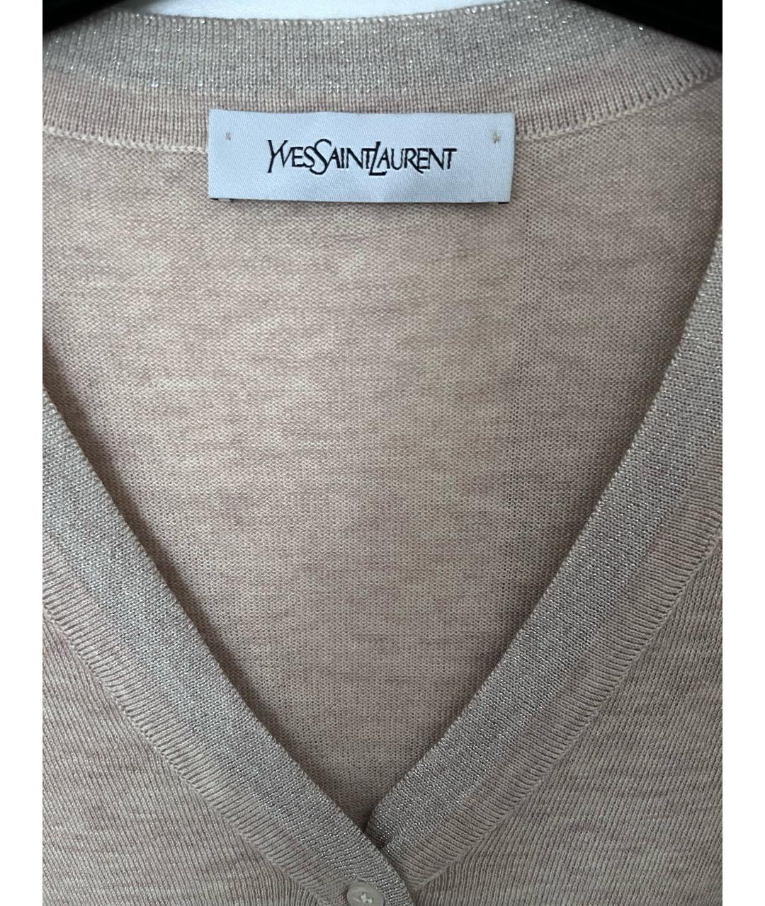 YVES SAINT LAURENT VINTAGE Бежевый шерстяной кардиган, фото 3