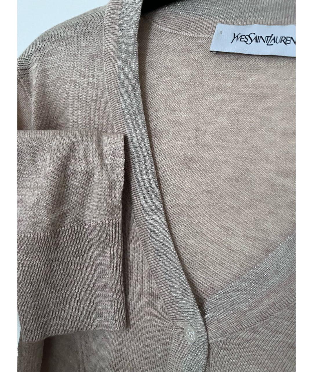 YVES SAINT LAURENT VINTAGE Бежевый шерстяной кардиган, фото 4
