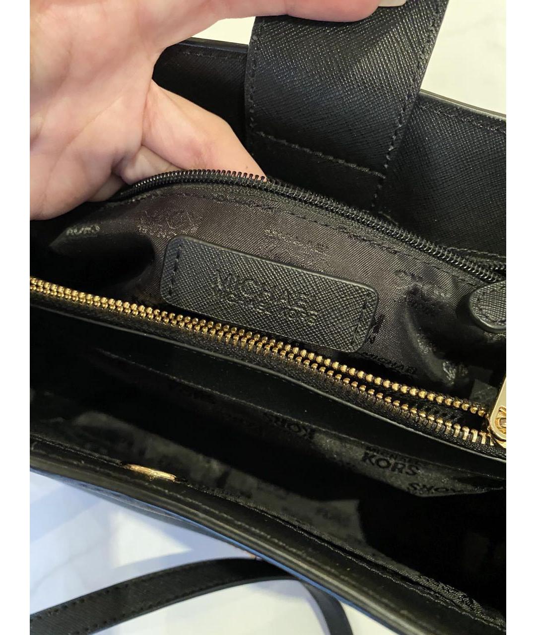 MICHAEL KORS Черная кожаная сумка с короткими ручками, фото 4