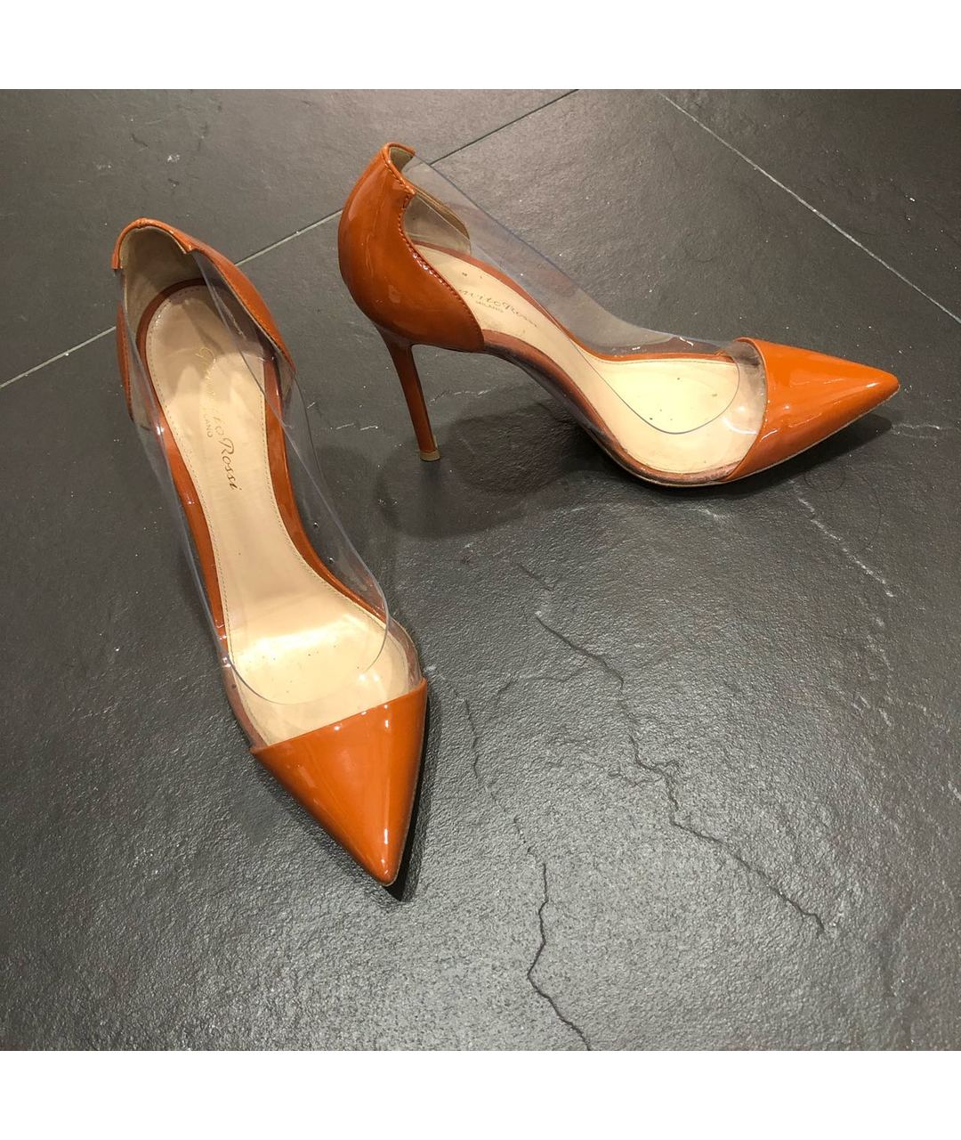 GIANVITO ROSSI Оранжевое кожаные туфли, фото 6