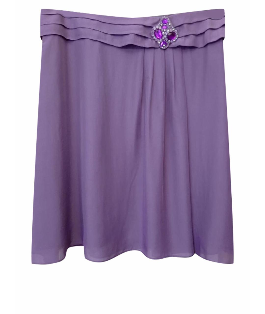 ELEGANCE Фиолетовая шелковая юбка миди, фото 1