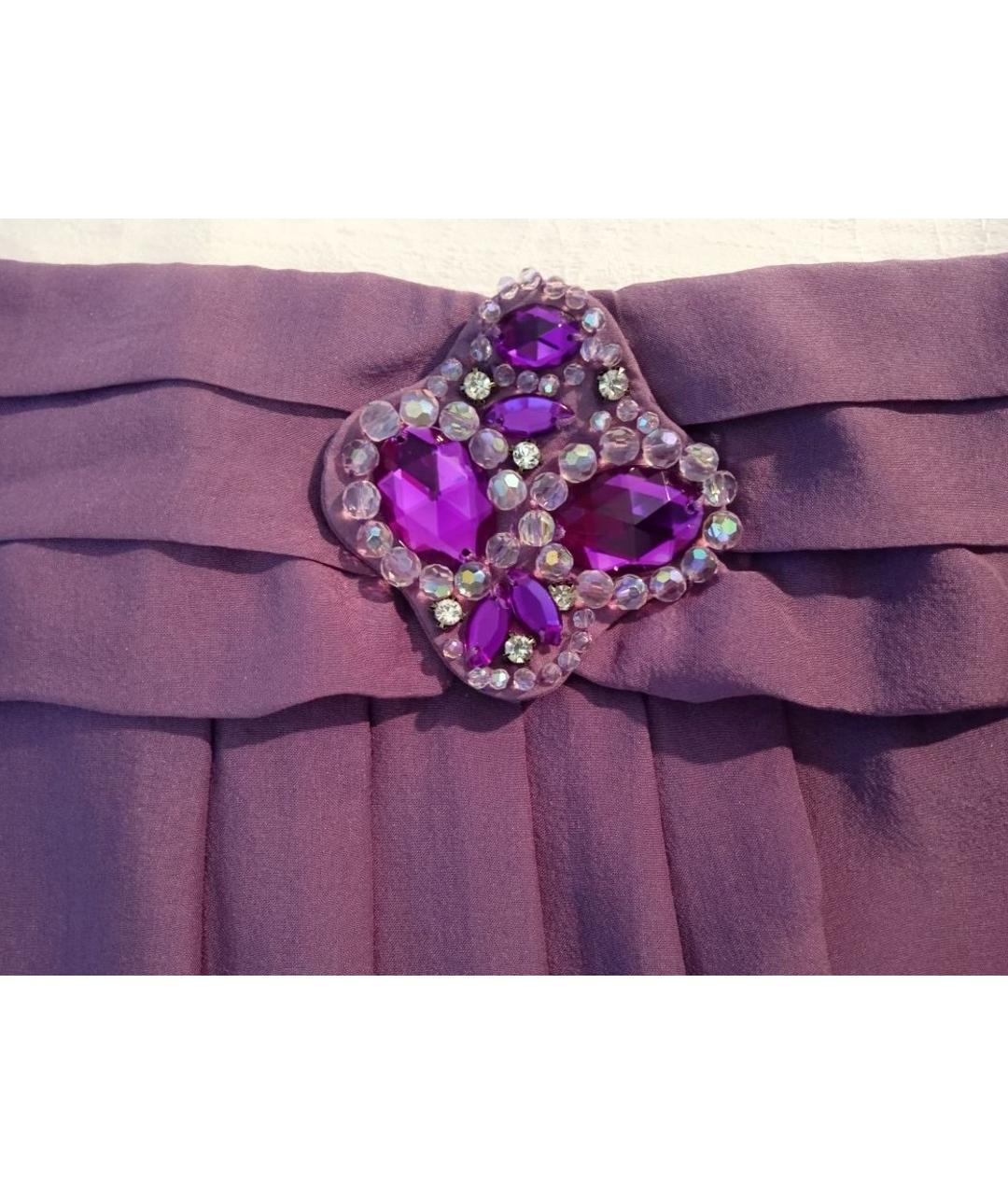 ELEGANCE Фиолетовая шелковая юбка миди, фото 5