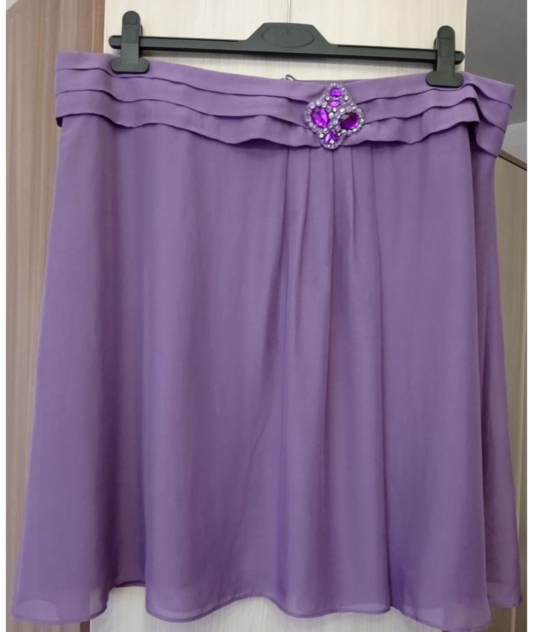 ELEGANCE Фиолетовая шелковая юбка миди, фото 8