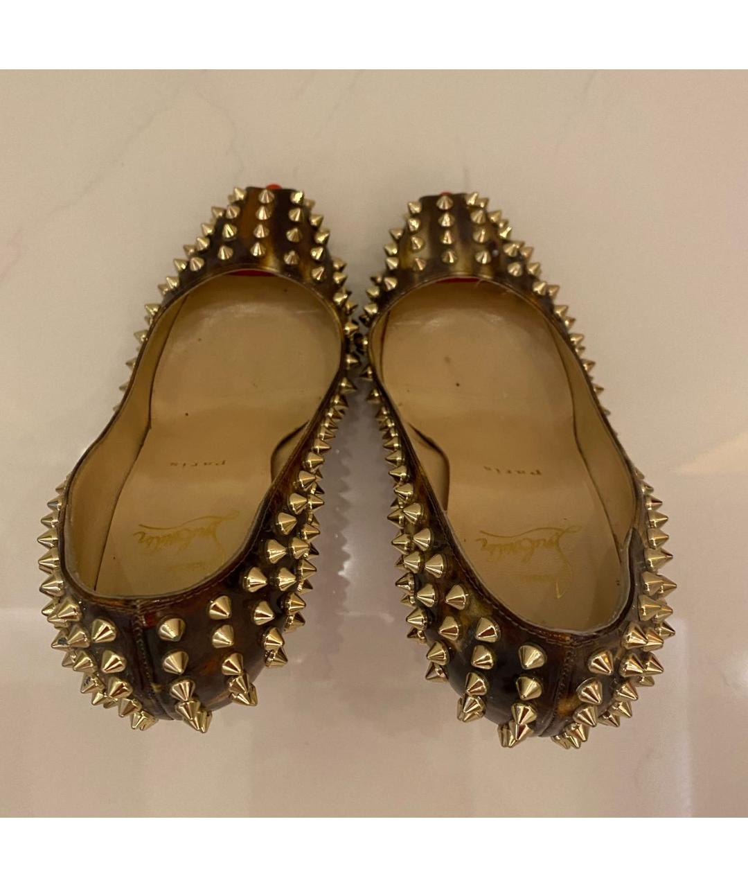 CHRISTIAN LOUBOUTIN Золотые туфли из искусственной кожи, фото 3
