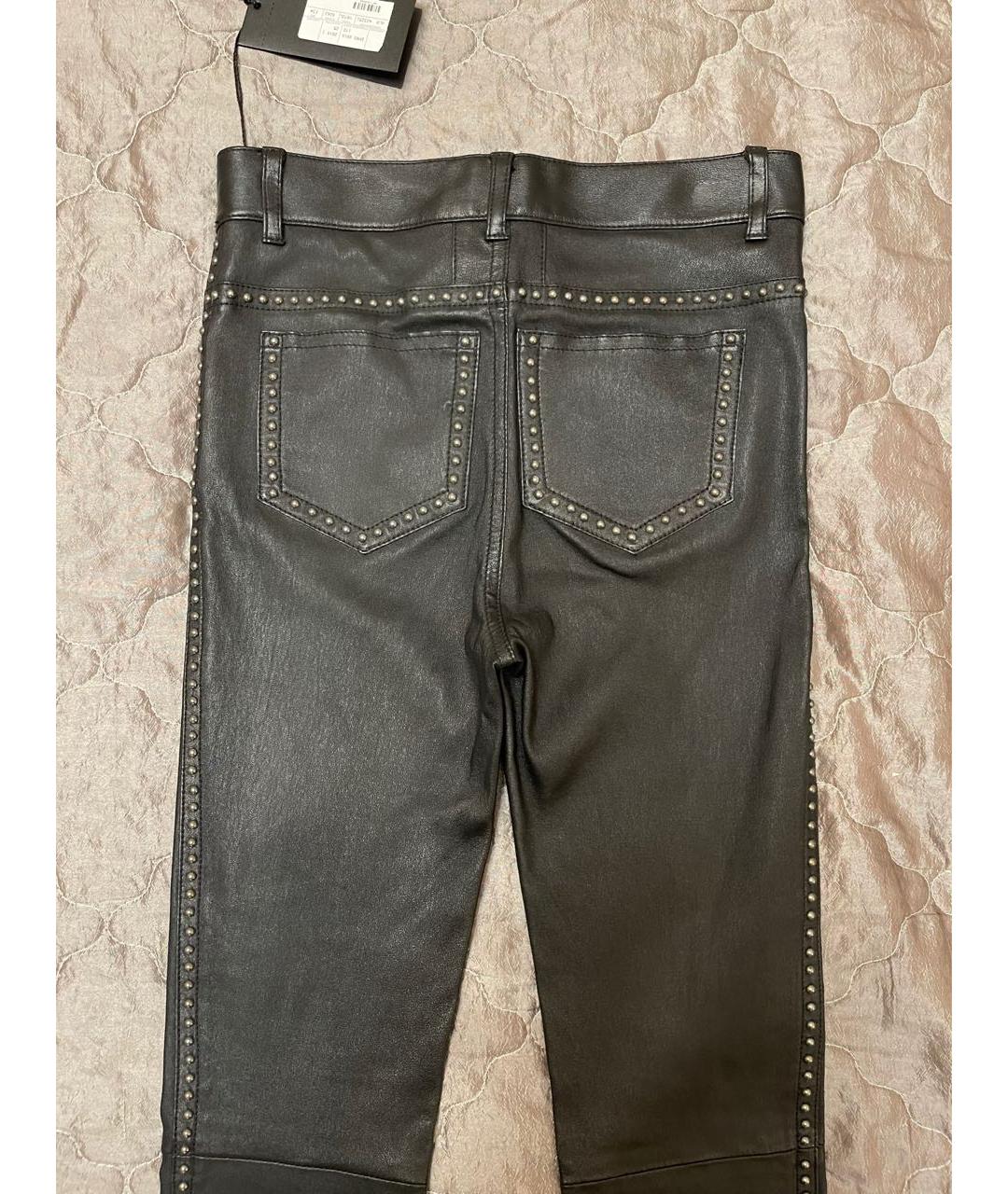 SAINT LAURENT Черные кожаные брюки узкие, фото 5