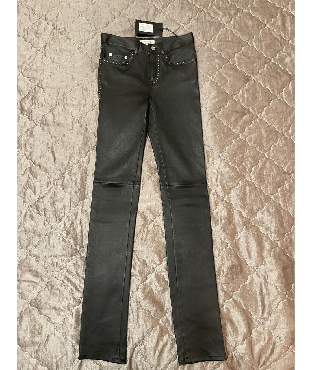 SAINT LAURENT Черные кожаные брюки узкие, фото 7